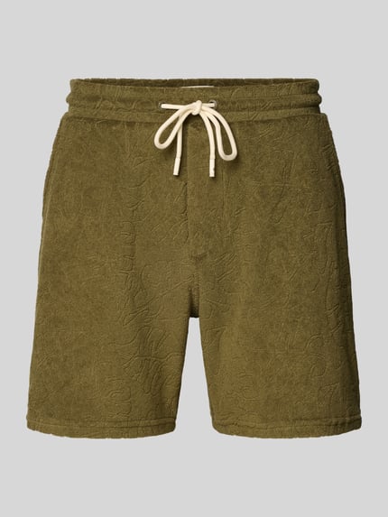 Produktfoto, Shorts aus Frottee mit Tunnelzug Modell 'TONY' von Shiwi in Oliv, Baumwoll-Mix, Regular-Fit, strukturierte Oberfläche