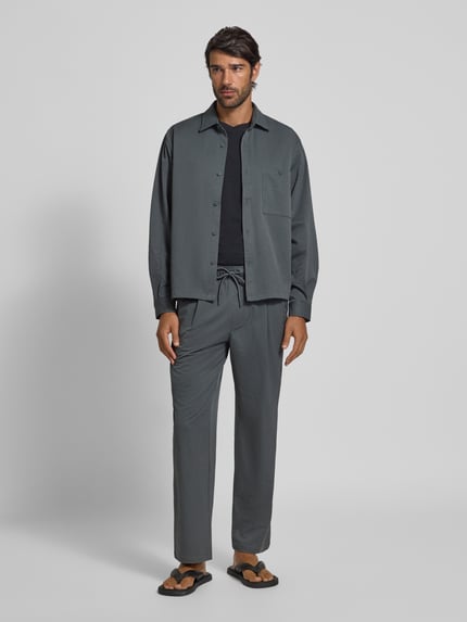 Jake*s Studio Men Slim Fit Freizeithemd mit Kentkragen Rauchblau 1