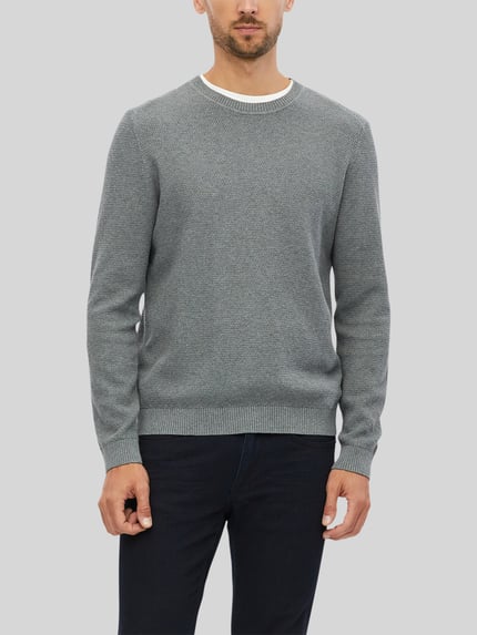 s.Oliver RED LABEL Regular Fit Pullover aus reiner Baumwolle Mittelgrau 3