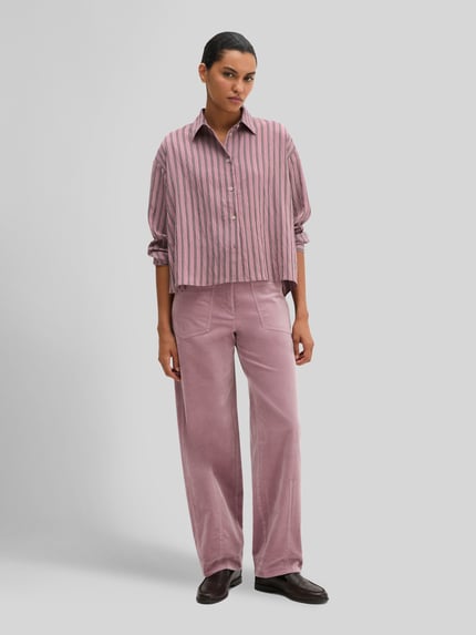 Marc O'Polo Cropped Langarmbluse mit überschnittenen Schultern Mauve 1