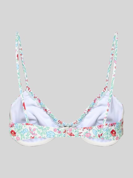 Produktfoto, Bikini-Oberteil mit Bügeln Modell 'BAOMI' von Pieces, wzór allover, cienkie ramiączka, z fiszbinami, niewyściełane, detal z kokardką, zapięcie na haczyk, wielokolorowy, delikatna tekstura tkaniny
