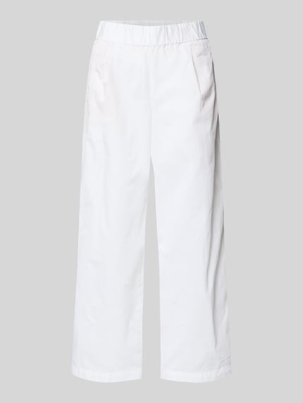 Produktfoto, weiße Regular Fit Culotte aus reiner Baumwolle von s.Oliver RED LABEL, unifarben, Twill mit elastischem Bund und Taschen.
