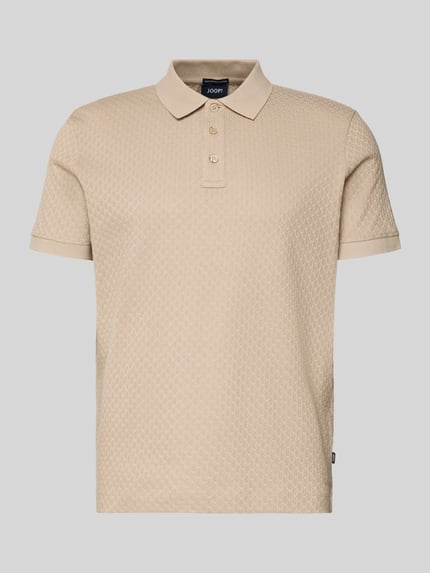 Produktfoto, Poloshirt mit kurzer Knopfleiste Modell 'Roni' von JOOP! Collection in Beige, Reine Baumwolle, Regular-Fit, Polokragen, gerippte Abschlüsse