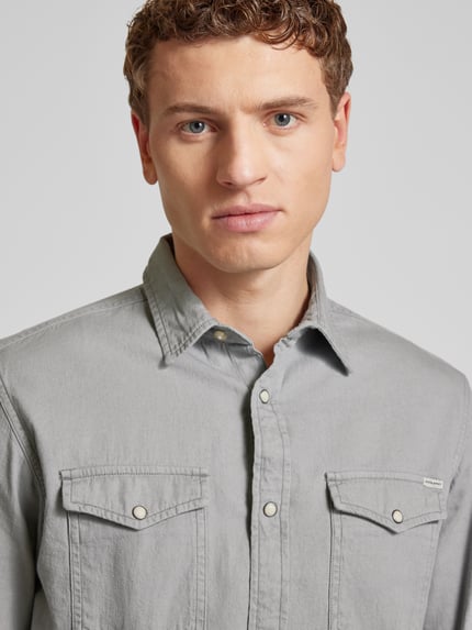JACK & JONES Slim Fit Freizeithemd mit Kentkragen Modell 'ESHERIDAN' Hellgrau 3