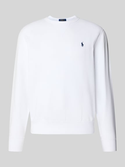 Produktfoto, Regular Fit Sweatshirt aus Baumwoll-Mix von Polo Ralph Lauren, weiß, unifarben, Logo-Detail, Rundhals, langarm, gerippte Abschlüsse