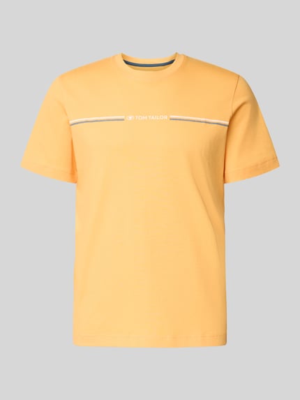 Tom Tailor Regular fit T-shirt van puur katoen met print Abrikoos - 2