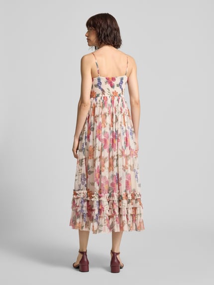 Lace & Beads Cocktailjurk van mesh in laagjeslook Offwhite - 5
