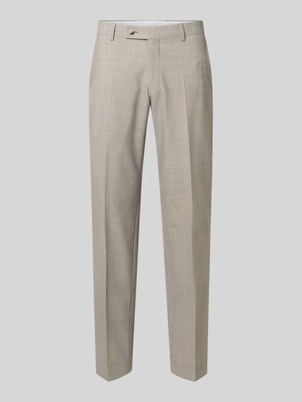 Produktfoto, Regular Fit Anzughose mit Bügelfalten von HECHTER PARIS in Beige, glatte Textur, Material-Mix mit Schurwolle-Anteil, gerade Form