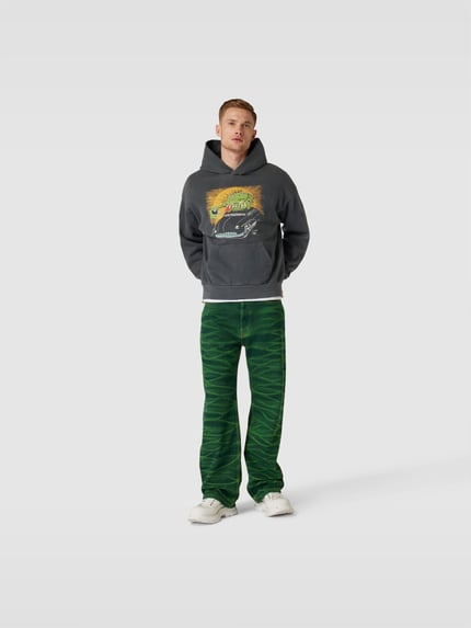 RE/DONE oversized hoodie met motiefprint Donkergrijs - 1