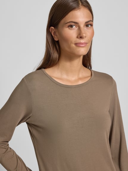 FREE/QUENT Shirt met lange mouwen en ronde hals, model 'Liana' Taupe - 3