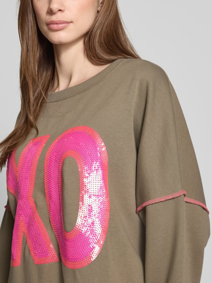 miss goodlife Sweatshirt met pailletten en ronde hals Olijfgroen - 3