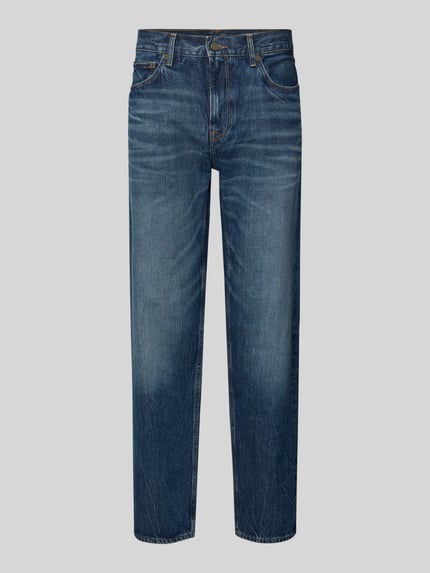 Produktfoto, Straight Fit Jeans uit puur katoen Model 'DOVER' van Tommy Hilfiger in denimlook met 5-pocketmodel, knoop- en ritssluiting, labelpatch, logostitching, studs.