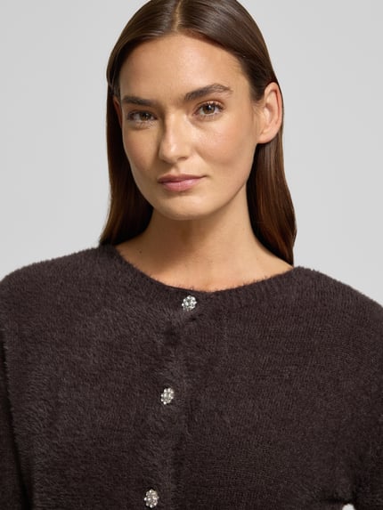 MORE & MORE Strickjacke mit Knopfleiste Schoko 3