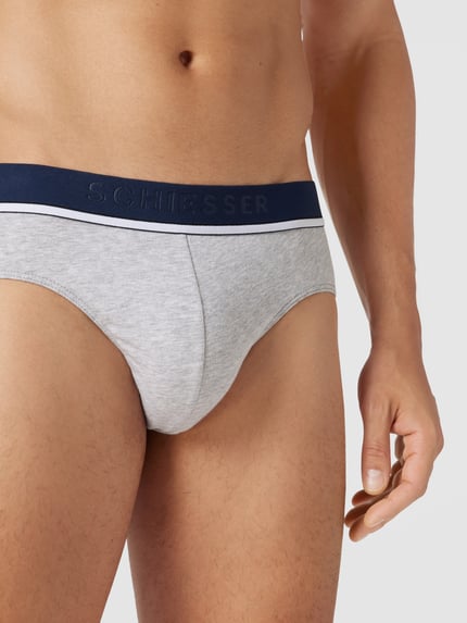 SCHIESSER Slip met labeldetails model 'Rio' in een 3-pack Middengrijs gemêleerd - 3