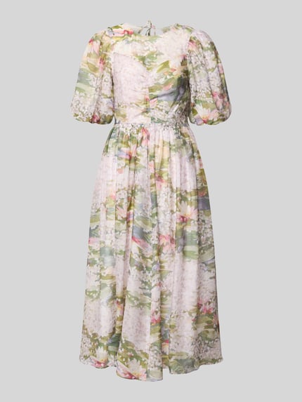 Produktfoto, Damen Midikleid mit floralen Pastellfarben, Lyocell-Mix, taillierter Schnitt, Puffärmeln, Modell 'JONORA' von Ted Baker