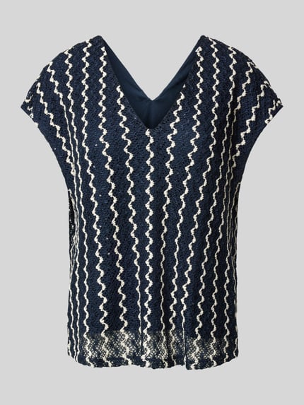 VILA T-shirt z dekoltem w serek model ‘ELLEN’ Granatowy 2