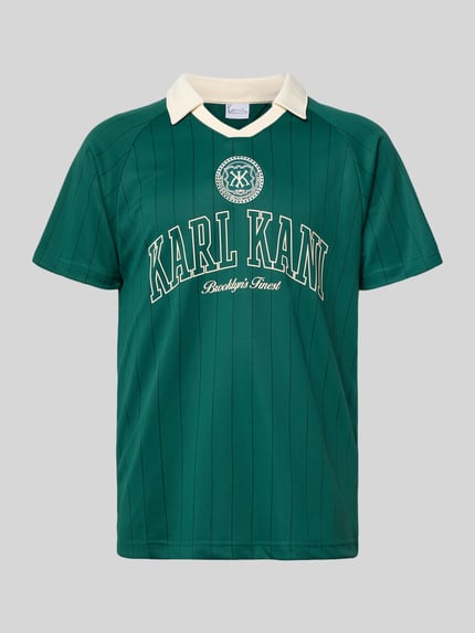 Karl Kani męski t-shirt o kroju regular fit z wykładanym kołnierzem Ciemnozielony 2