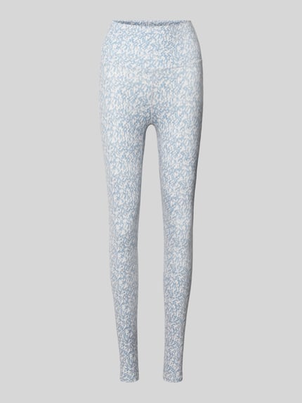 Produktfoto, Slim Fit Leggins mit breitem Bund Modell 'Freesoft' von VARLEY, elastischer Material-Mix, blaugraues Muster, glatte Oberfläche.