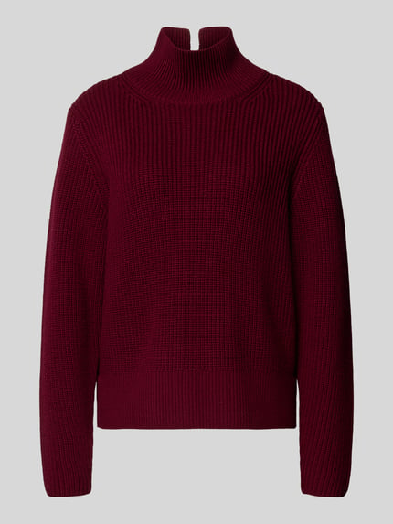 windsor. Sweter z dzianiny z prążkowaną stójką Bordowy 2