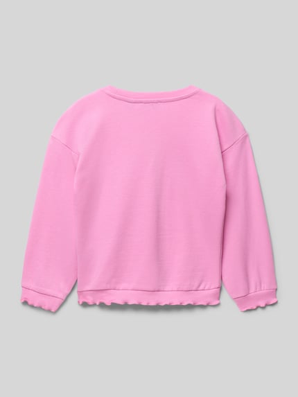 Produktfoto, Regular Fit Sweatshirt mit Allover-Motiv-Print von Blue Seven, kinder, reine Baumwolle, Rundhalsausschnitt, elastische Abschlüsse, rosa Farbe, glatte Struktur