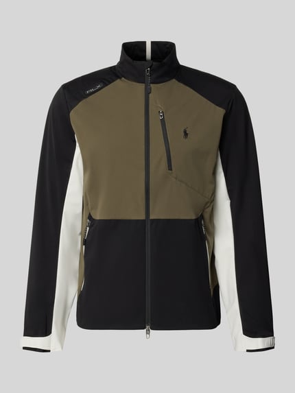 Produktfoto, Relaxed Fit Sweatjacke mit Logo-Stitching Modell '2_5L PLAINWEAVE' von Polo Ralph Lauren in Olivgrün, Schwarz und Weiß, glatte Struktur