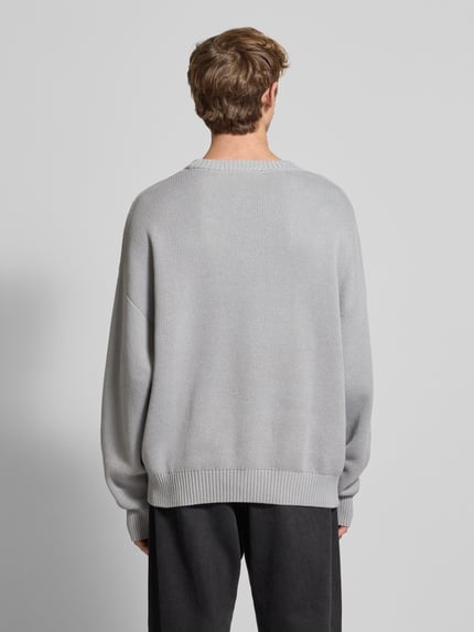PEGADOR Oversized Strickpullover mit Label-Stitching Mittelgrau Melange 5