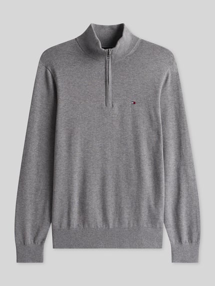 Tommy Hilfiger Troyer o kroju regular fit z czystej bawełny Jasnoszary 2