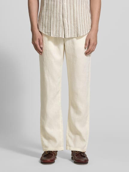 GANT Regular Fit Leinenhose mit elastischem Bund Offwhite 4