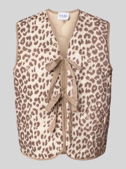 VILLA SOPHIE regular fit bodywarmer van mix van katoen en linnen model 'ROMI' Beige - 2