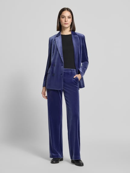 Jake*s Collection Wijd vallende broek in fluweellook Koningsblauw - 1