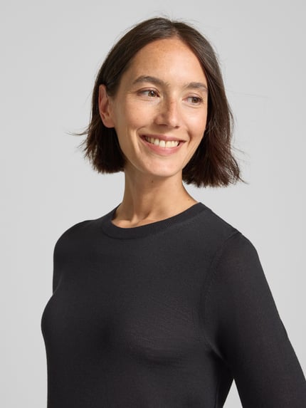 BOSS Regular fit pullover van pure scheerwol, model 'FERPINA' Zwart - 3