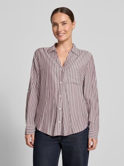 s.Oliver RED LABEL Regular fit blouse met lange mouwen van pure viscose Bordeaux - 4