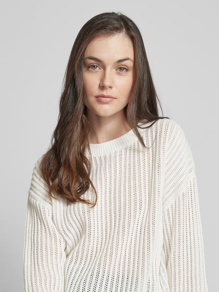 esmé studios Strickpullover in unifarbenem Design Modell 'Dicte' Offwhite 3