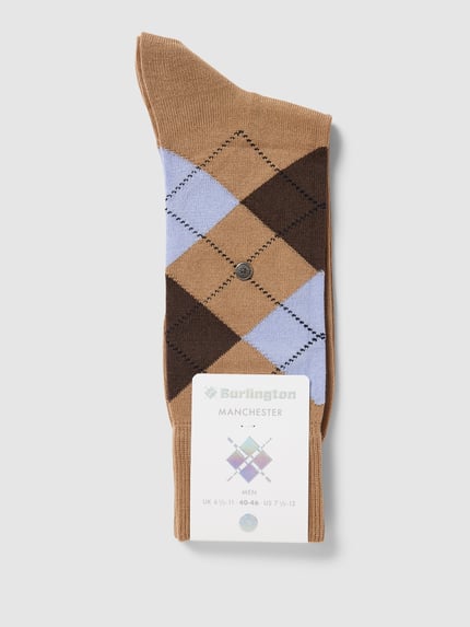 Burlington Socken mit Karomuster Modell 'MANCHESTER' Beige 3