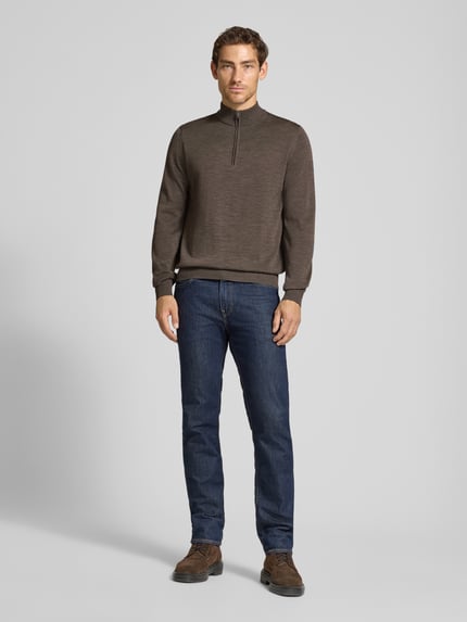 MAERZ Muenchen Bluza o kroju regular fit z czystej żywej wełny Ciemnobrązowy 1