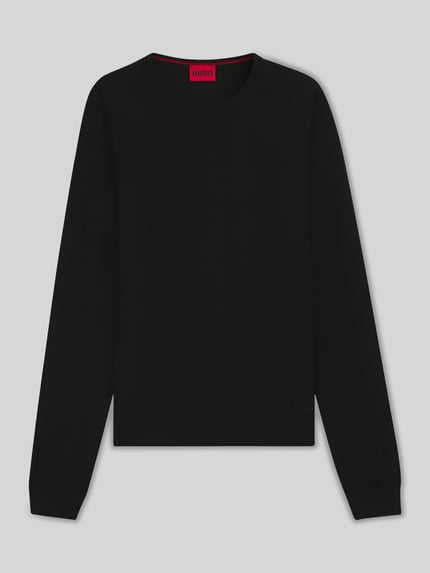 HUGO Regular Fit Strickpullover aus reiner Wolle Modell 'SAN CEDRIC' Black 2