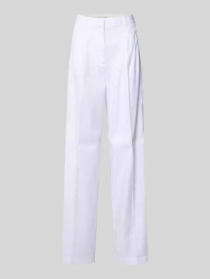 Produktfoto, Hose aus Leinen-Mix mit Bügelfalten Modell 'CARLA' von Guess in Weiß, Regular-Fit, glatte Textur, Damen, Lyocell-Anteil