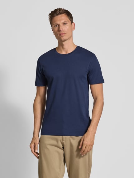 Christian Berg Men T-shirt met geribde ronde hals Marineblauw - 4
