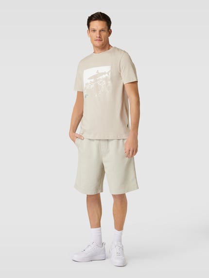BOSS Orange Regular Fit Sweatshorts mit Label-Stitching Sand 1