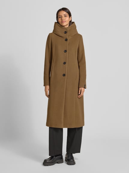 Milo Coats Lange jas met opstaande kraag, model 'STACY' Taupe - 4