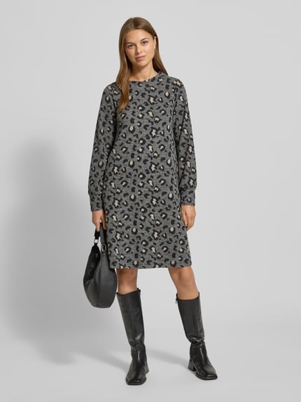MORE & MORE Knielanges Jerseykleid im Allover-Look Anthrazit 1