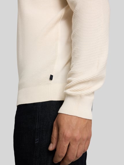 Tom Tailor Regular Fit Pullover mit Crew Neck Kragen Weiss 3