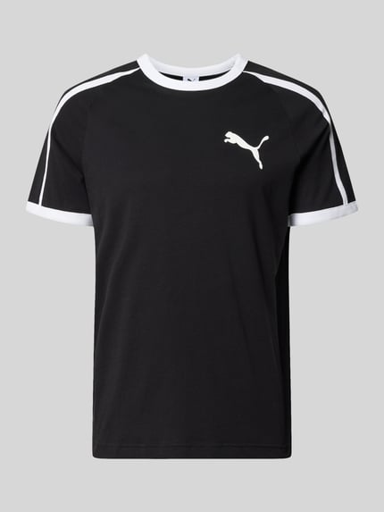 Produktfoto, Regular Fit T-Shirt mit Logo-Print von PUMA PERFORMANCE in Schwarz-Weiß aus Reine Baumwolle mit Rundhalsausschnitt, Rückenlänge bei Größe M 72 cm.