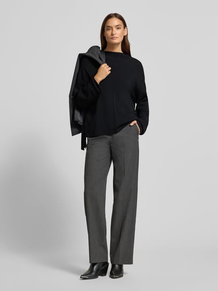 Jake*s Collection Sweter z dzianiny o kroju oversized z okrągłym dekoltem Czarny 1