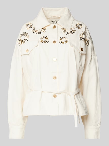 Spijkerjasje met parels en pailletten Shop The Look MANNEQUINE