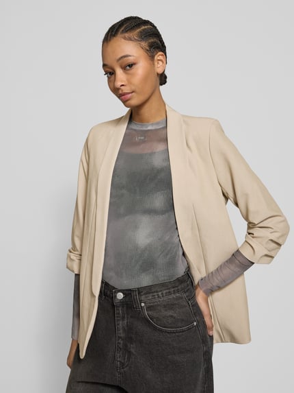 PIECES Regular Fit Longblazer mit Viskose-Anteil Modell 'BOSELLA' Beige 3