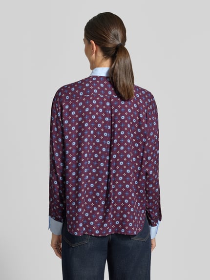 Emily Van den Bergh Relaxed Fit Bluse aus reiner Viskose mit Allover-Muster Bordeaux 5