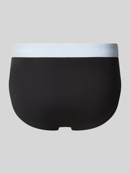 Produktfoto, Slip aus Baumwoll-Mix im 3er-Pack Modell 'HIP BRIEF' von Calvin Klein Underwear in Schwarz mit weißem Bund, glatte Textur