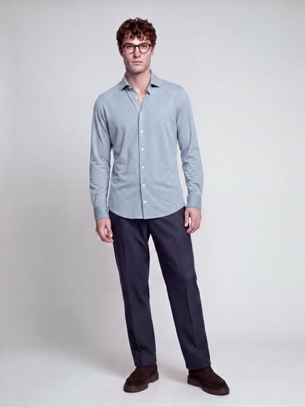 Seidensticker Slim Fit Businesshemd aus Baumwoll-Modal-Mix Modell 'Light Spread Kent' Bleu 1