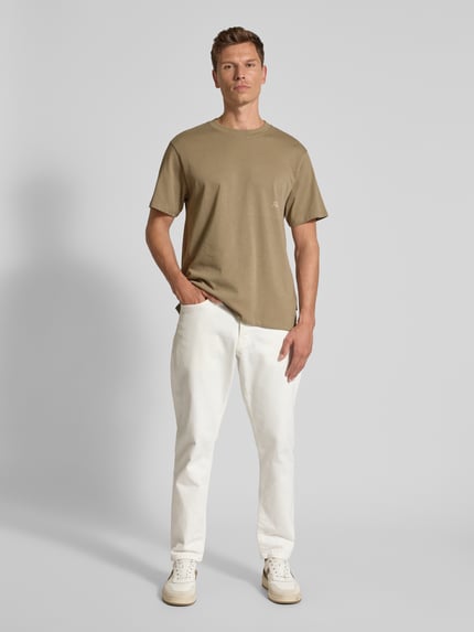 POMPEII BRAND T-shirt z nadrukiem z logo Khaki 1